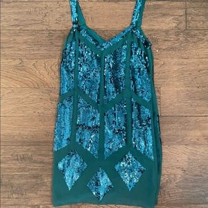 Turquoise sequin cocktail dress